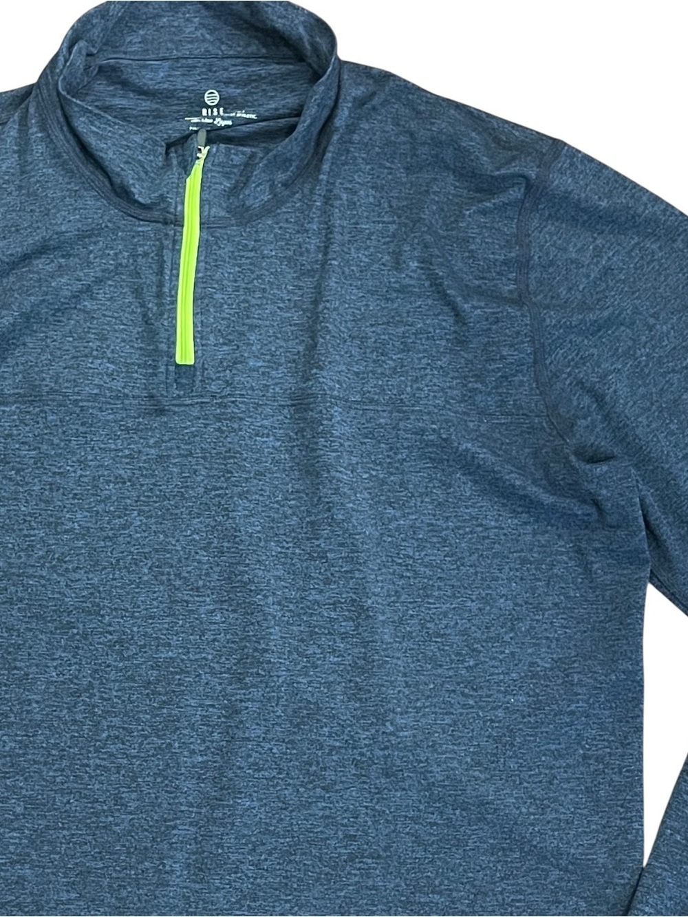 Marine Layer Rise Performance 1/4 Zip Pullover Heather Navy Mens Large - Picture 2 of 8